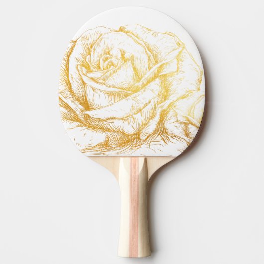 Aangepaste achtergrond  Rozen Floral Faux Gold Tafeltennisbatje (Voorkant)