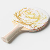 Aangepaste achtergrond  Rozen Floral Faux Gold Tafeltennisbatje (Voorkant Gekanteld)