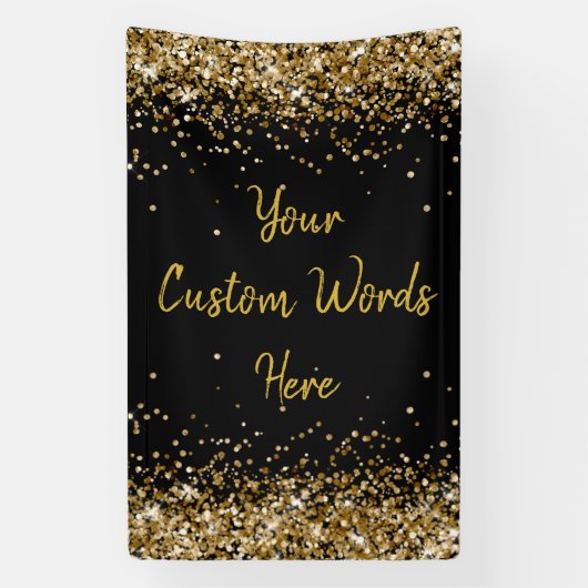 Aangepaste achtergrond verjaardagsfeest foto zwart spandoek (Verticaal)