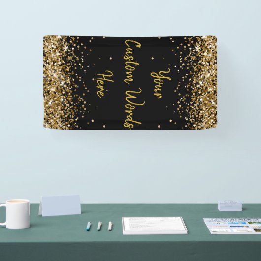 Aangepaste achtergrond verjaardagsfeest foto zwart spandoek (Beurs)