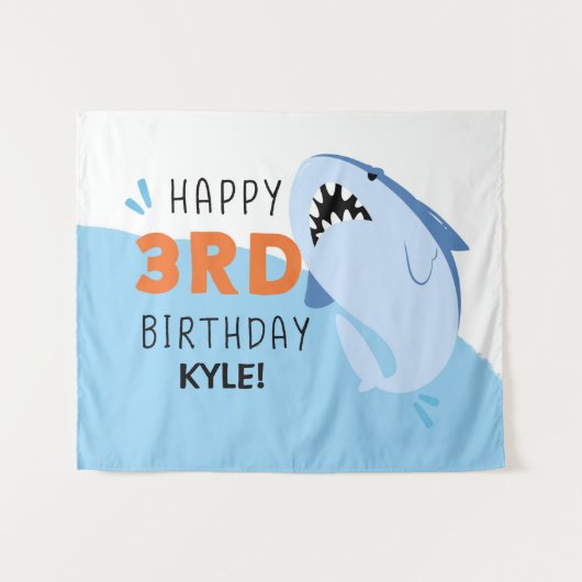 Aangepaste achtergrond voor 3e verjaardagsfeestje  wandkleed (Voorkant (horizontaal))