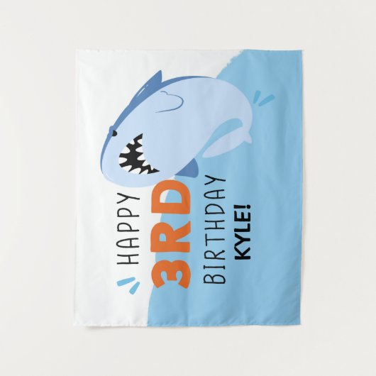 Aangepaste achtergrond voor 3e verjaardagsfeestje  wandkleed (Voorkant)