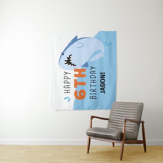 Aangepaste achtergrond voor 6de verjaardag van kin wandkleed (In situ)