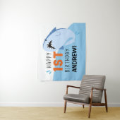 Aangepaste achtergrond voor een Shark-verjaardagsf Wandkleed (In situ)