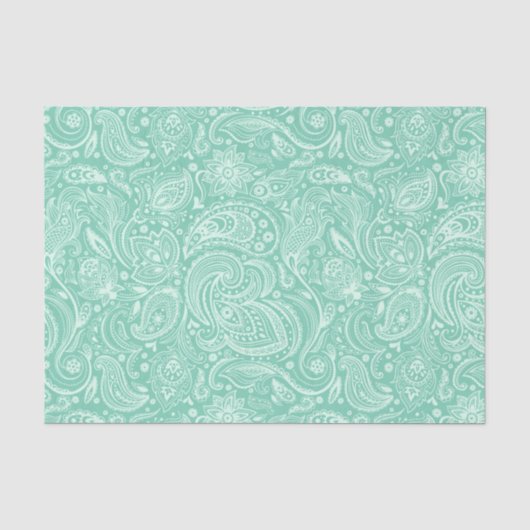 Aangepaste achtergrond voor Mint-Groen Floral Pais Tissuepapier (Voorkant)
