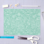 Aangepaste achtergrond voor Mint-Groen Floral Pais Tissuepapier (Craft)