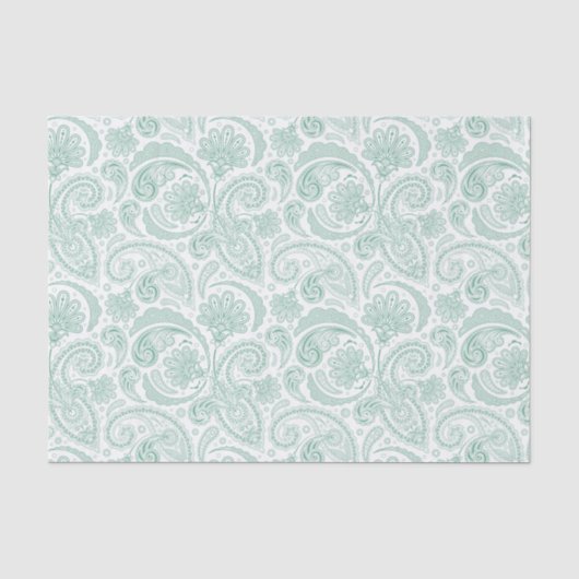 Aangepaste achtergrond voor Mint-Groen Floral Pais Tissuepapier (Voorkant)