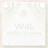 Aangepaste achtergrond voor Weddenschap Gold Lace Glazen Onderzetter (Achterkant)