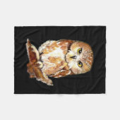 Aangepaste achtergrondkleur Kute Little Owl Art Fleece Deken (Voorkant (Horizontaal))