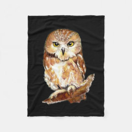 Aangepaste achtergrondkleur Kute Little Owl Art Fleece Deken