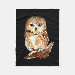 Aangepaste achtergrondkleur Kute Little Owl Art Fleece Deken