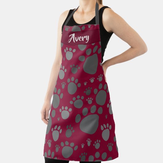 Aangepaste achtergrondkleur met grijze zwart-witpp schort (Insitu)