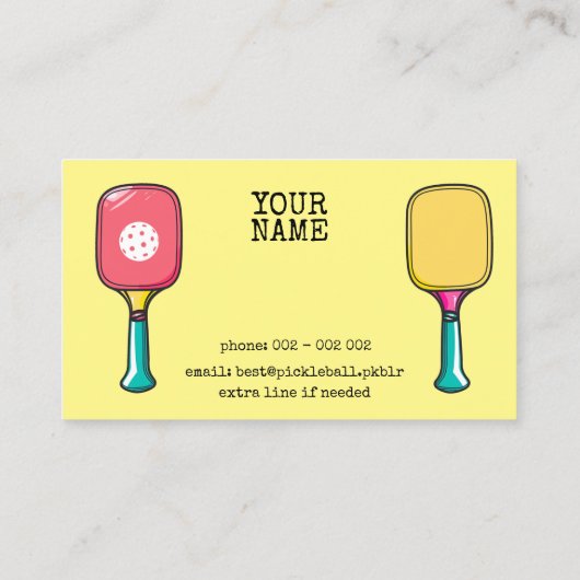 Aangepaste achtergrondkleur & tekst Pickleball Visitekaartje (Achterkant)