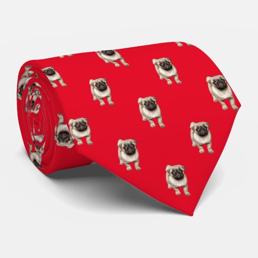 Aangepaste achtergrondkleur van Puppy Patroon Stropdas (Opgerold)
