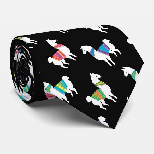 Aangepaste achtergrondkleur voor Llama-patroon Stropdas (Opgerold)