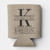 Aangepaste achterkant Burlap Logo Jubileum Monogra Blikjeskoeler (Achterkant)