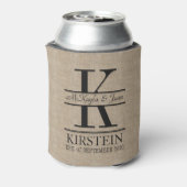 Aangepaste achterkant Burlap Logo Jubileum Monogra Blikjeskoeler (Blikje Achterkant)