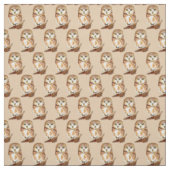 Aangepaste achterkleur Schattige Saw Whet Owl Bird Stof (Swatch)