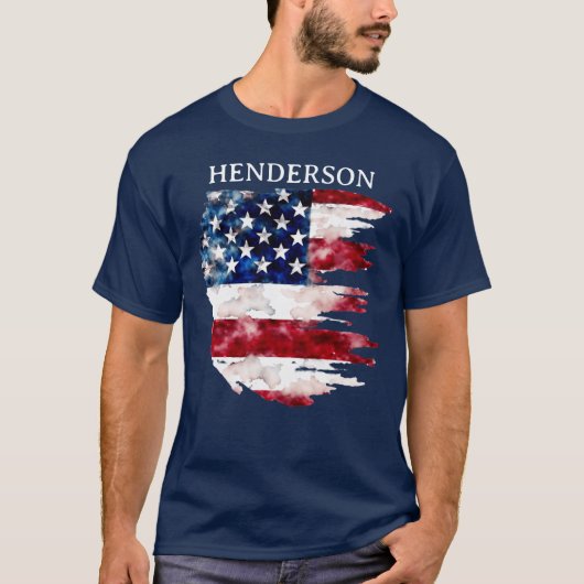 Aangepaste achternaam Amerikaanse vlag T-shirt (Voorkant)