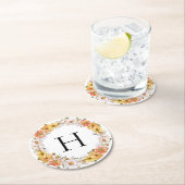 Aangepaste achternaam initiaal floral onderzetter (Insitu)