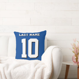 Aangepaste achternaam nummer Blauwe sport Jersey Kussen