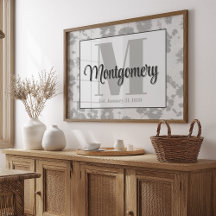 Aangepaste achternaam Wall Art Print Est Trouwcade
