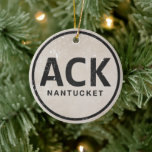 Aangepaste  ACK Nantucket Massachusetts Keramisch Ornament<br><div class="desc">Gepersonaliseerde  Victoriaans ACK Nantucket Massachusetts Beach Label Holiday Kerstboom Ornament. ^ ^</div>