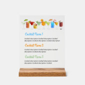 Aangepaste Acryl Bar Menu met handgetekende cockta Acryl Bord (Voorkant)