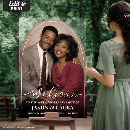 Aangepaste Acryl Boog met Foto Welkom voor Jubileu Bord