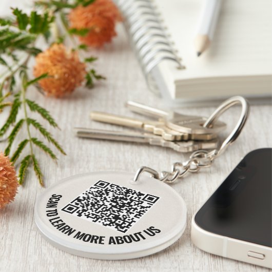 Aangepaste Acryl QR Code Gepersonaliseerde Ronde L Sleutelhanger (Voorkant Rechts)