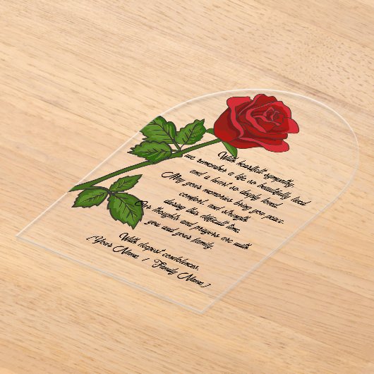 Aangepaste Acryl Sympathie Kaart met een Rode Roos Acryl Uitnodigingen (Laagn)