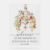 Aangepaste Acryl Trouwbord met Bloemen Kroonluchte Acryl Bord (Voorkant)