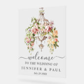 Aangepaste Acryl Trouwbord met Bloemen Kroonluchte Acryl Bord (Hoek)