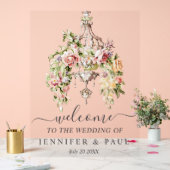 Aangepaste Acryl Trouwbord met Bloemen Kroonluchte Acryl Bord (Huwelijk)