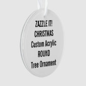 Aangepaste acrylROND kerstboomversiering, leeg Ornament (voorkant)