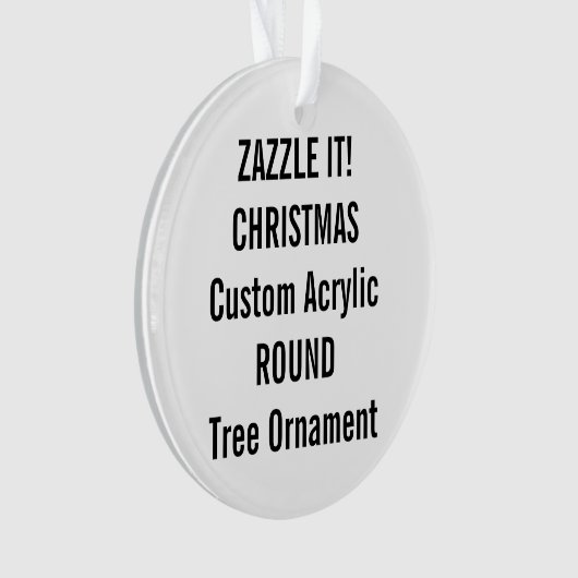 Aangepaste acrylROND kerstboomversiering, leeg Ornament (voorkant)