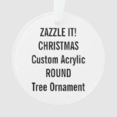 Aangepaste acrylROND kerstboomversiering, leeg Ornament (voorkant)
