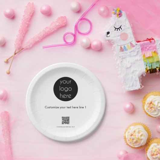Aangepaste actie voor bedrijven met Logo Papieren Bordje (Feest)