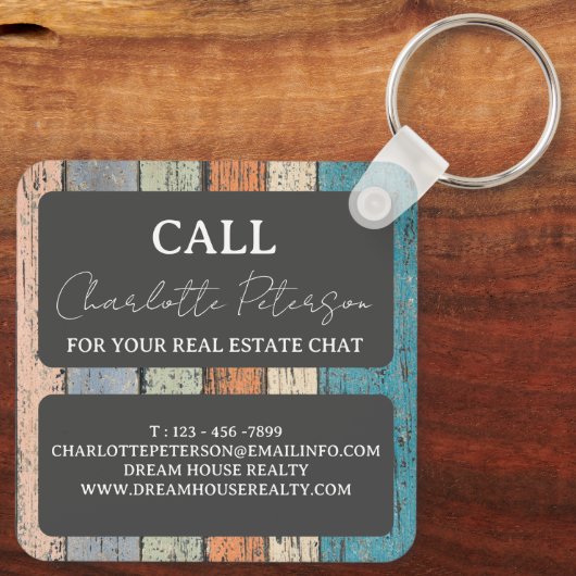 Aangepaste actie voor Restate Agent Realtor Sleutelhanger (Achterkant)