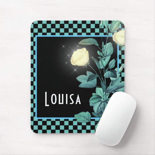 Aangepaste activering van Aqua Checkerboard Muismat (Met muis)