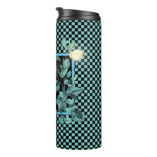 Aangepaste activering van Aqua Checkerboard Thermosbeker (Geroteerd rechts)