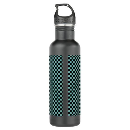 Aangepaste activering van Aqua Checkerboard Waterfles (Achterkant)