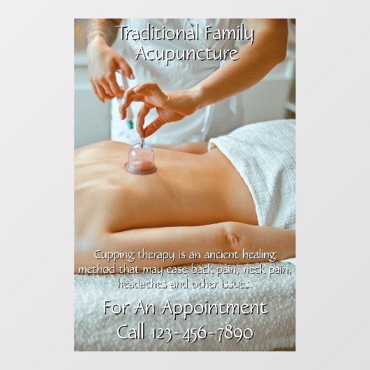 Aangepaste Acupunctuur Cupping Therapie Bedrijf 3 Raamsticker (Vel)