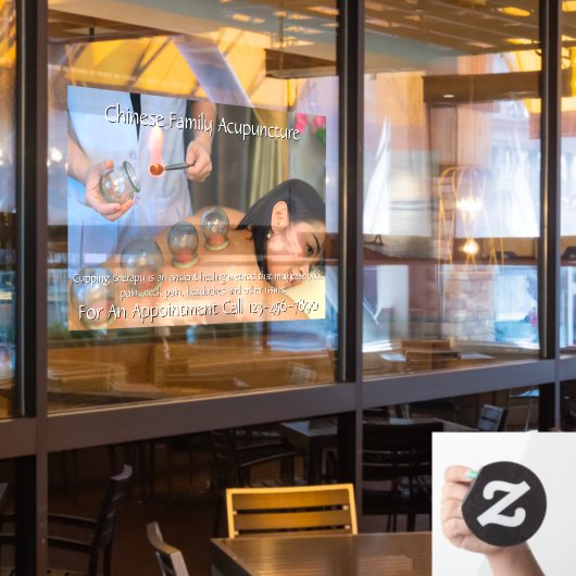 Aangepaste acupunctuur cupping therapie bedrijf 4 raamsticker (Restaurant Raam)