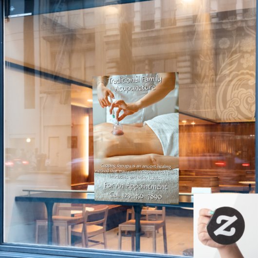 Aangepaste Acupunctuur Cupping Therapie Bedrijfs 3 Raamsticker (Cafe Raam)