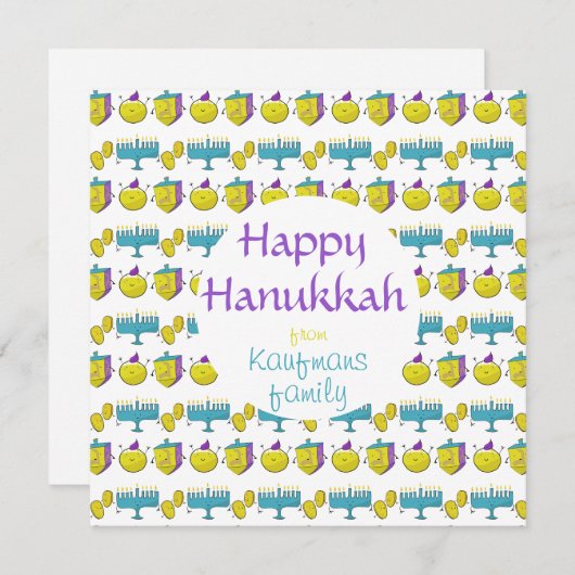 Aangepaste add jouw naam Chanoeka schattige kaart (Voorkant / Achterkant)