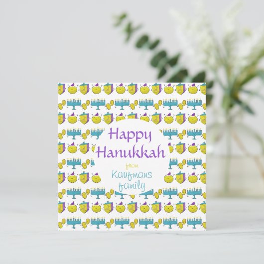 Aangepaste add jouw naam Chanoeka schattige kaart (Staand voorkant)