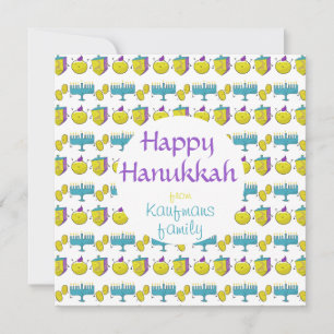 Aangepaste add jouw naam Chanoeka schattige kaart