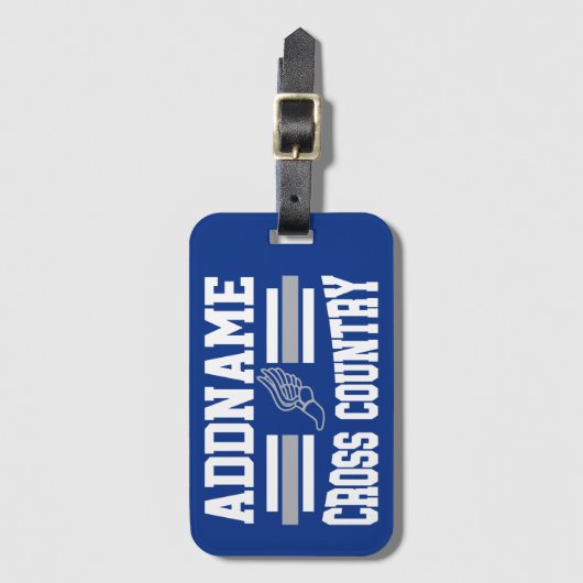 Aangepaste ADD NAAM Cross Country Runner Running T Bagagelabel (Voorkant (verticaal))