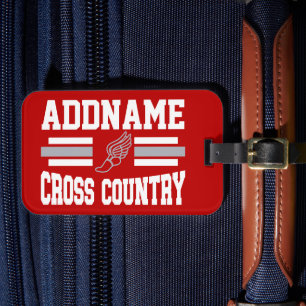 Aangepaste ADD NAAM Cross Country Runner Running T Bagagelabel